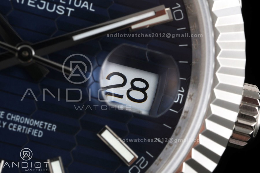 DateJust 41 126334 QF 1:1 Best Edition Blue Textured Stick Dial on Oyster Bracelet JH3235 (Free Sprung)