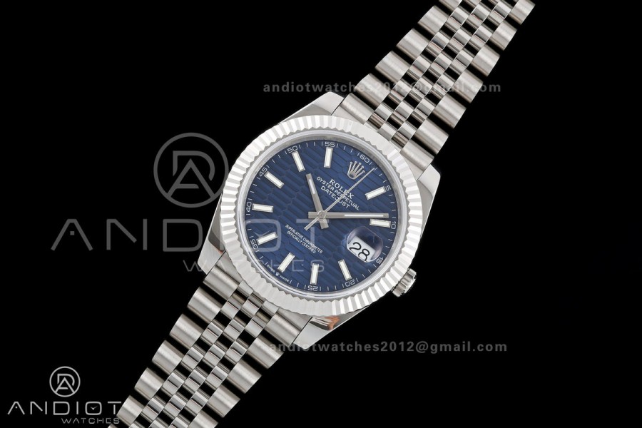 DateJust 41 126334 QF 1:1 Best Edition Blue Textured Stick Dial on Jubilee Bracelet JH3235 (Free Sprung)