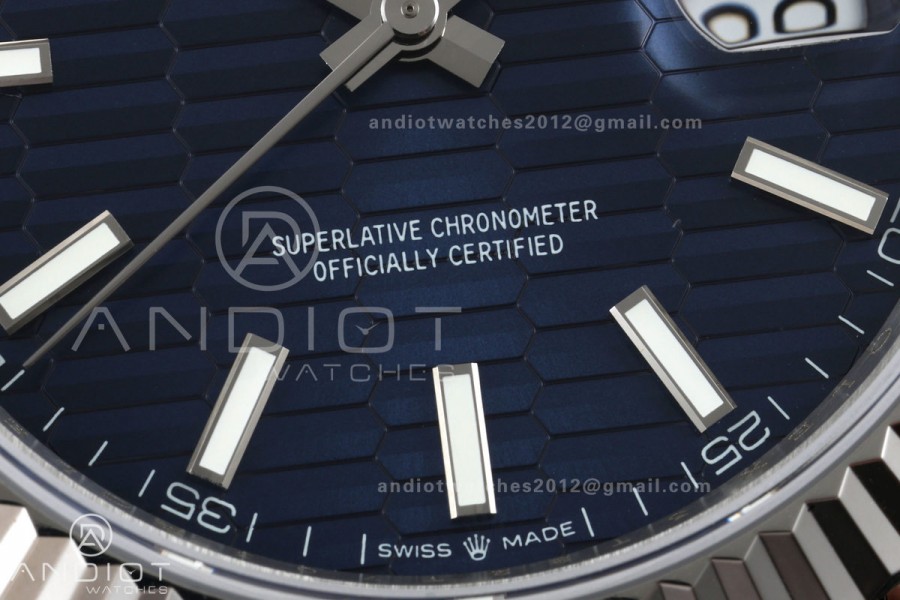 DateJust 41 126334 QF 1:1 Best Edition Blue Textured Stick Dial on Jubilee Bracelet JH3235 (Free Sprung)