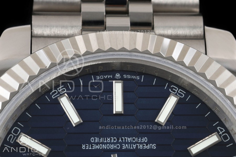 DateJust 41 126334 QF 1:1 Best Edition Blue Textured Stick Dial on Jubilee Bracelet JH3235 (Free Sprung)