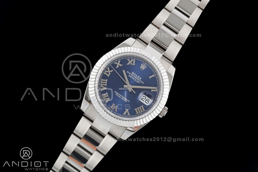 DateJust 41 126334 QF 1:1 Best Edition Blue Roman Dial on Oyster Bracelet JH3235 (Free Sprung)