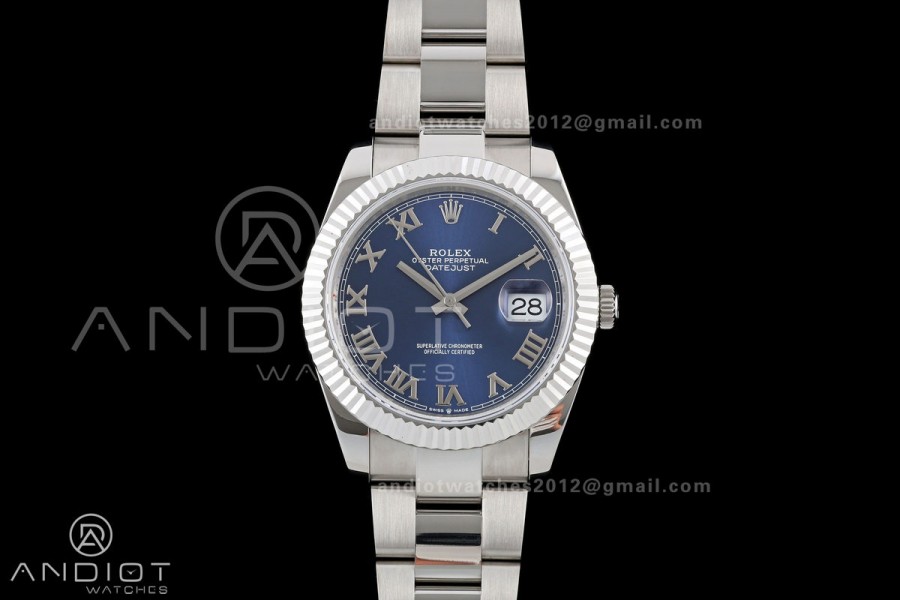 DateJust 41 126334 QF 1:1 Best Edition Blue Roman Dial on Oyster Bracelet JH3235 (Free Sprung)