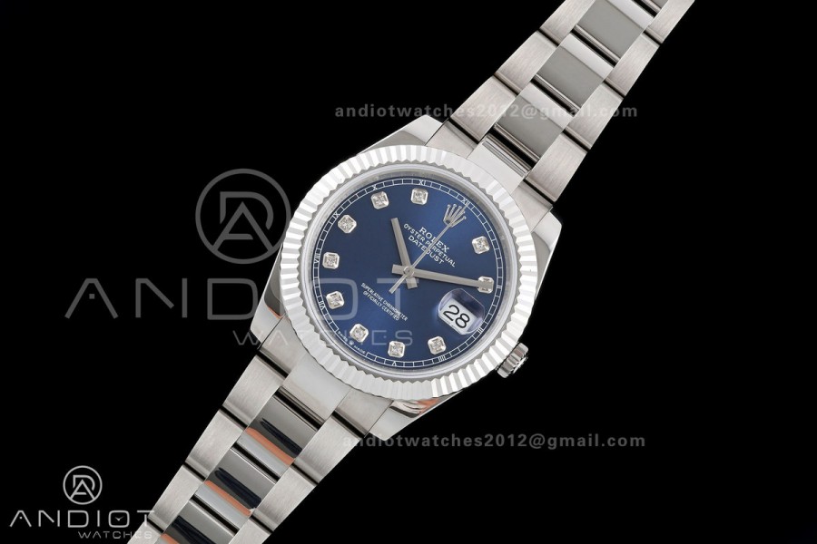 DateJust 41 126334 QF 1:1 Best Edition Blue Diamonds Dial on Oyster Bracelet JH3235 (Free Sprung)
