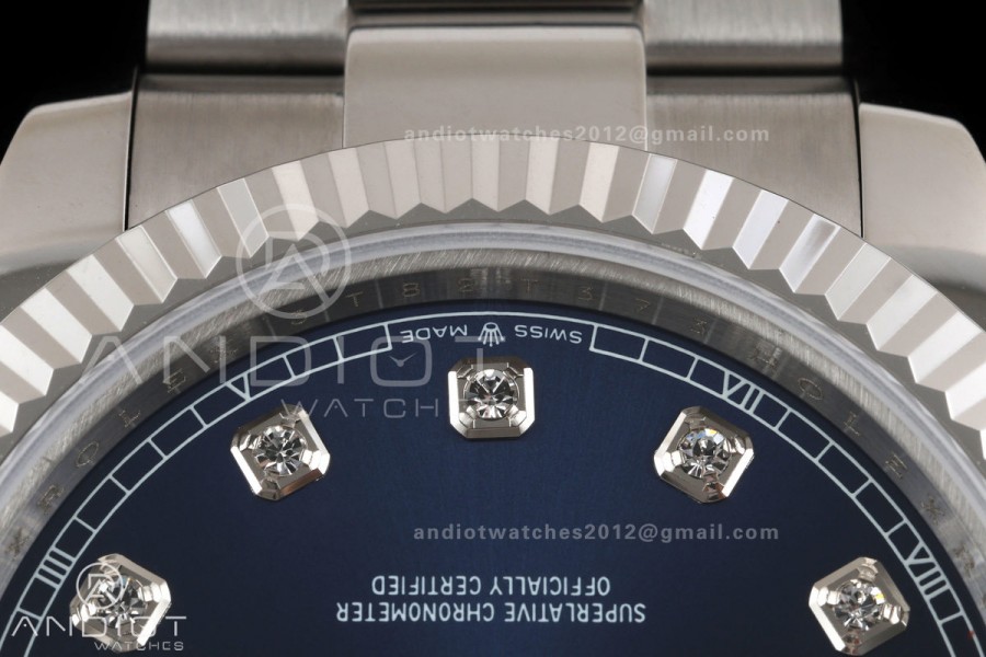 DateJust 41 126334 QF 1:1 Best Edition Blue Diamonds Dial on Oyster Bracelet JH3235 (Free Sprung)