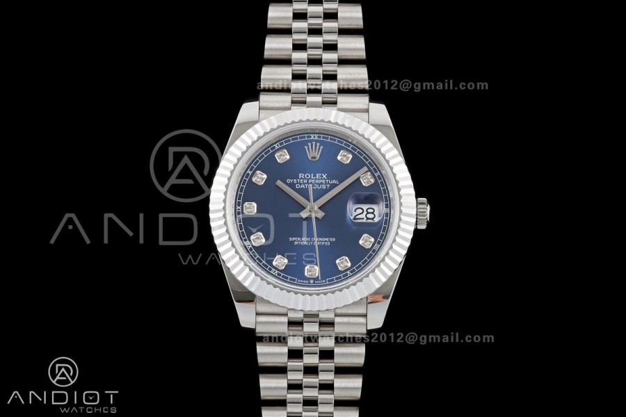 DateJust 41 126334 QF 1:1 Best Edition Blue Diamonds Dial on Jubilee Bracelet JH3235 (Free Sprung)