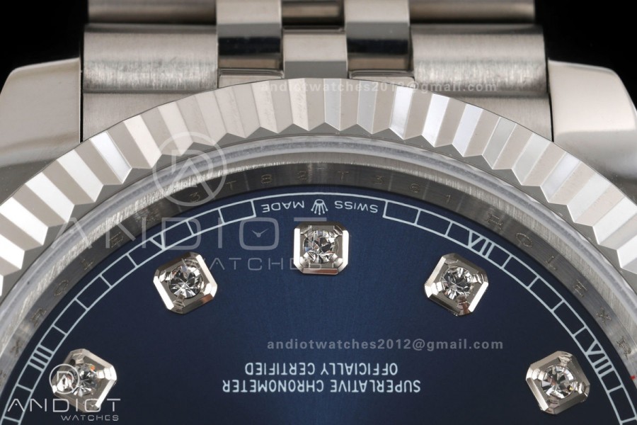 DateJust 41 126334 QF 1:1 Best Edition Blue Diamonds Dial on Jubilee Bracelet JH3235 (Free Sprung)