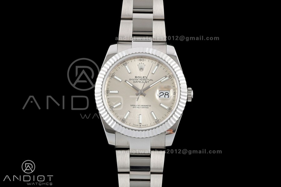 DateJust 41 126334 QF 1:1 Best Edition Silver Stick Dial on Oyster Bracelet JH3235 (Free Sprung)