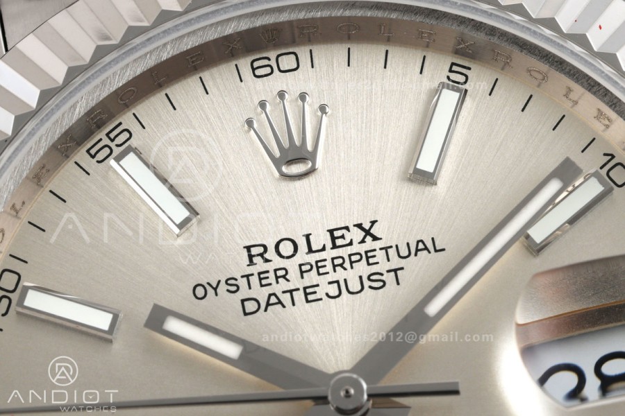 DateJust 41 126334 QF 1:1 Best Edition Silver Stick Dial on Oyster Bracelet JH3235 (Free Sprung)