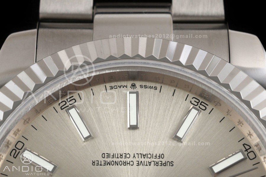 DateJust 41 126334 QF 1:1 Best Edition Silver Stick Dial on Oyster Bracelet JH3235 (Free Sprung)