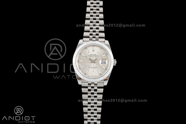 DateJust 41 126334 QF 1:1 Best Edition Silver Stick Dial on Jubilee Bracelet JH3235 (Free Sprung)