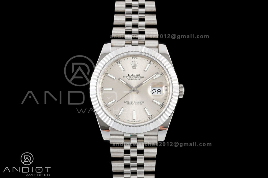 DateJust 41 126334 QF 1:1 Best Edition Silver Stick Dial on Jubilee Bracelet JH3235 (Free Sprung)