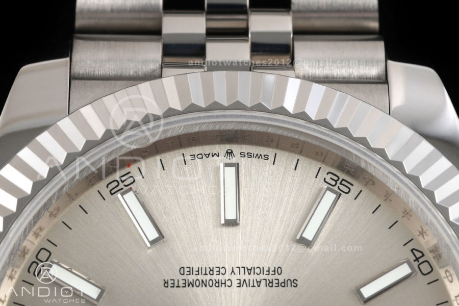 DateJust 41 126334 QF 1:1 Best Edition Silver Stick Dial on Jubilee Bracelet JH3235 (Free Sprung)