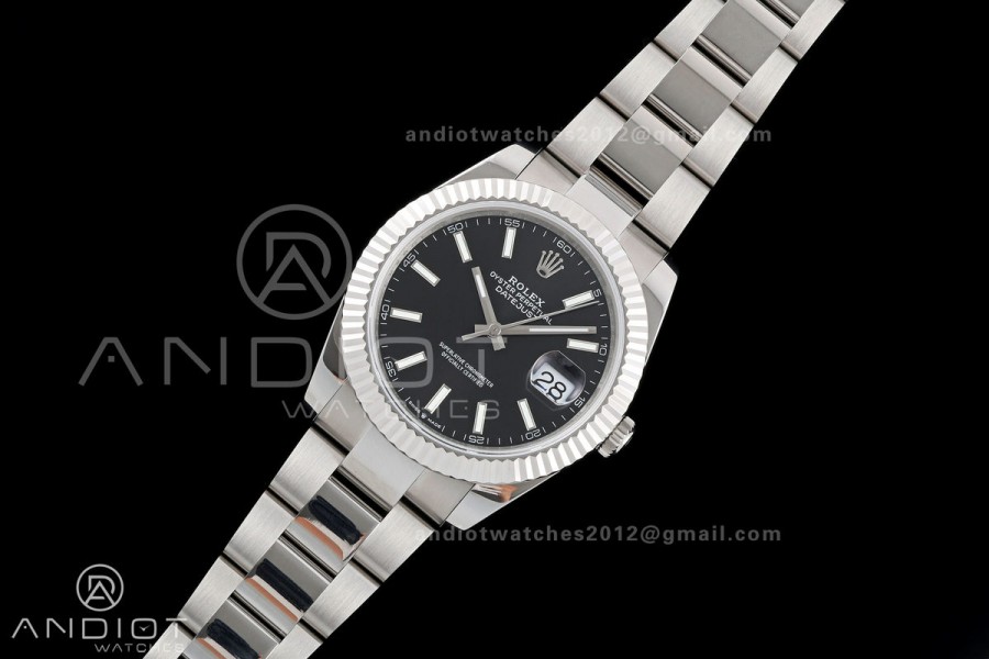 DateJust 41 126334 QF 1:1 Best Edition Black Stick Dial on Oyster Bracelet JH3235 (Free Sprung)