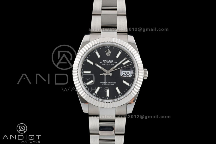 DateJust 41 126334 QF 1:1 Best Edition Black Stick Dial on Oyster Bracelet JH3235 (Free Sprung)