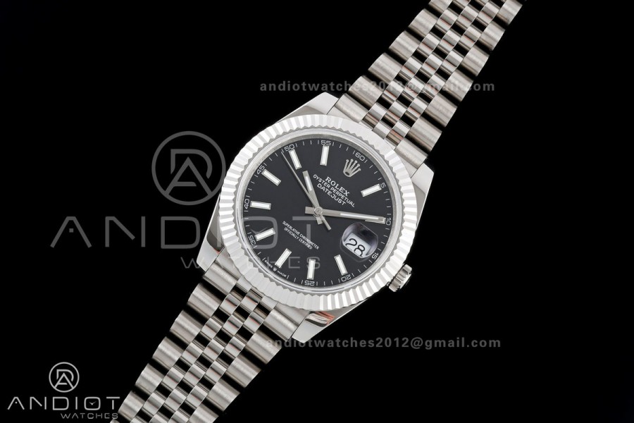 DateJust 41 126334 QF 1:1 Best Edition Black Stick Dial on Jubilee Bracelet JH3235 (Free Sprung)