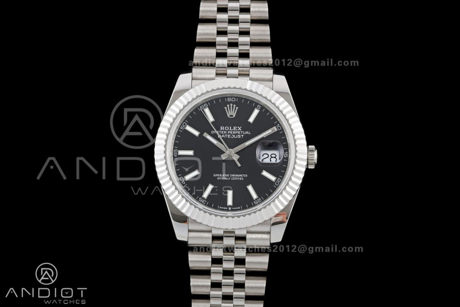 DateJust 41 126334 QF 1:1 Best Edition Black Stick Dial on Jubilee Bracelet JH3235 (Free Sprung)