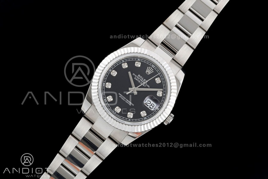 DateJust 41 126334 QF 1:1 Best Edition Black Diamonds Dial on Oyster Bracelet JH3235 (Free Sprung)