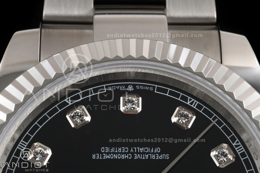 DateJust 41 126334 QF 1:1 Best Edition Black Diamonds Dial on Oyster Bracelet JH3235 (Free Sprung)