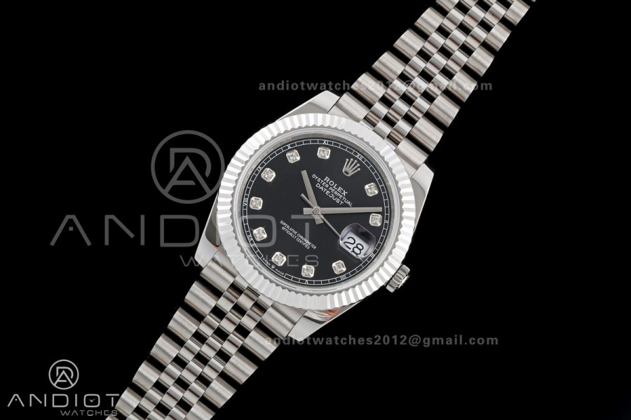 DateJust 41 126334 QF 1:1 Best Edition Black Diamonds Dial on Jubilee Bracelet JH3235 (Free Sprung)