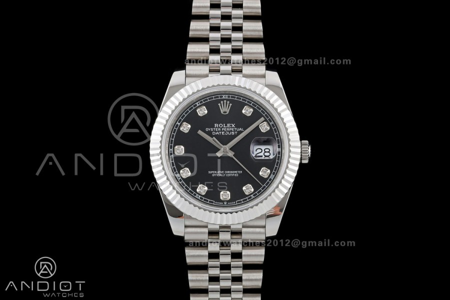 DateJust 41 126334 QF 1:1 Best Edition Black Diamonds Dial on Jubilee Bracelet JH3235 (Free Sprung)