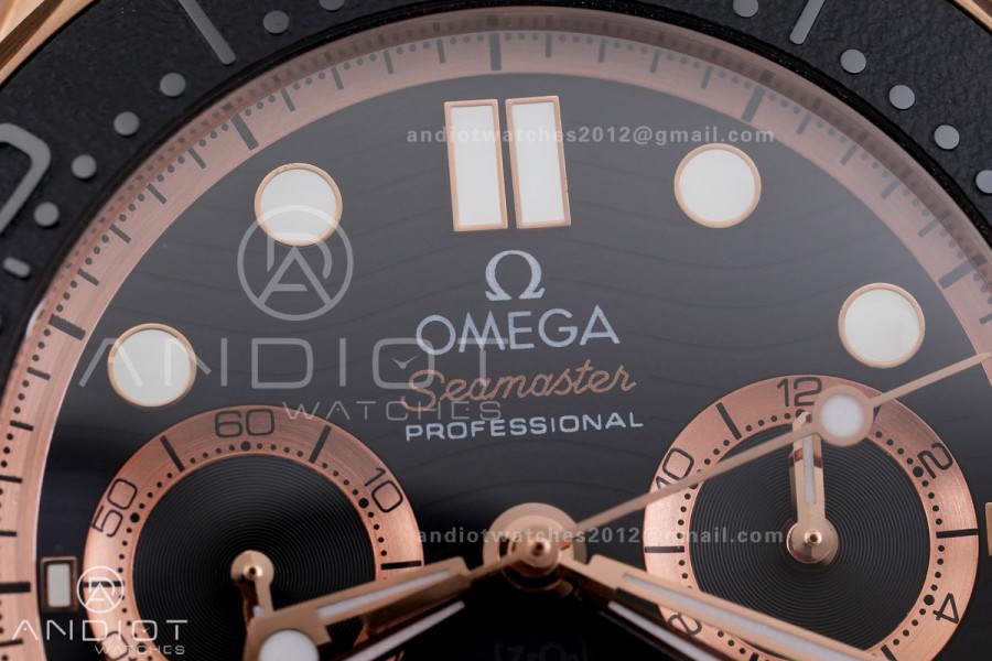 Seamaster 300M Chrono Black Ceramic Bezel RG N1F 1:1 Best Edition Black Dial on Black Rubber Strap A9900