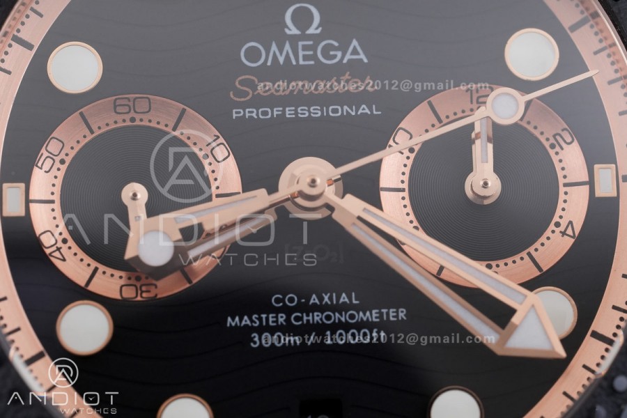 Seamaster 300M Chrono Black Ceramic Bezel RG N1F 1:1 Best Edition Black Dial on Black Rubber Strap A9900