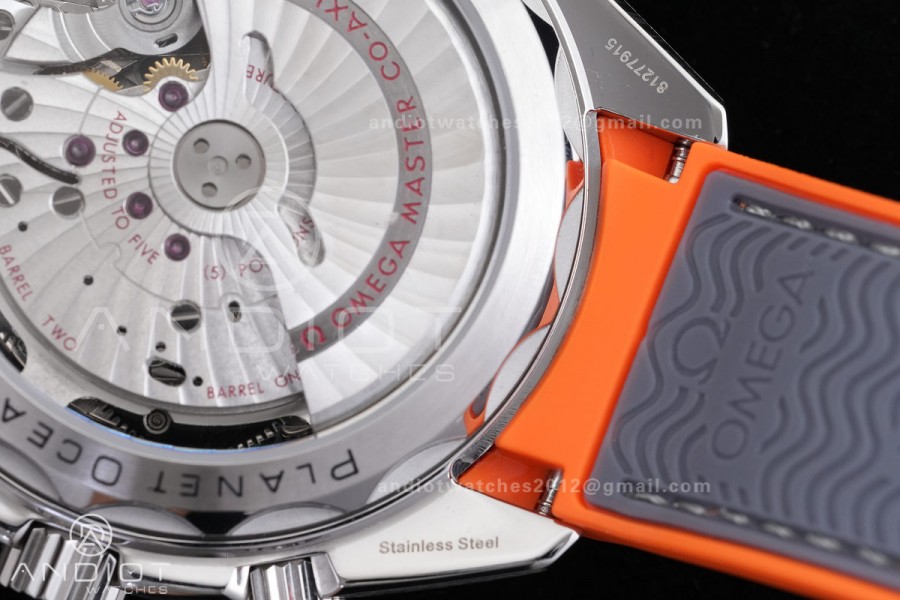 Planet Ocean 600M Chrono SS N1F 1:1 Best Edition Gary Dial 1/4 Orange Bezel on Rubber Strap A9900