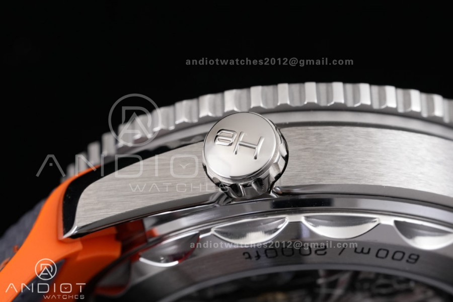Planet Ocean 600M Chrono SS N1F 1:1 Best Edition Gary Dial 1/4 Orange Bezel on Rubber Strap A9900