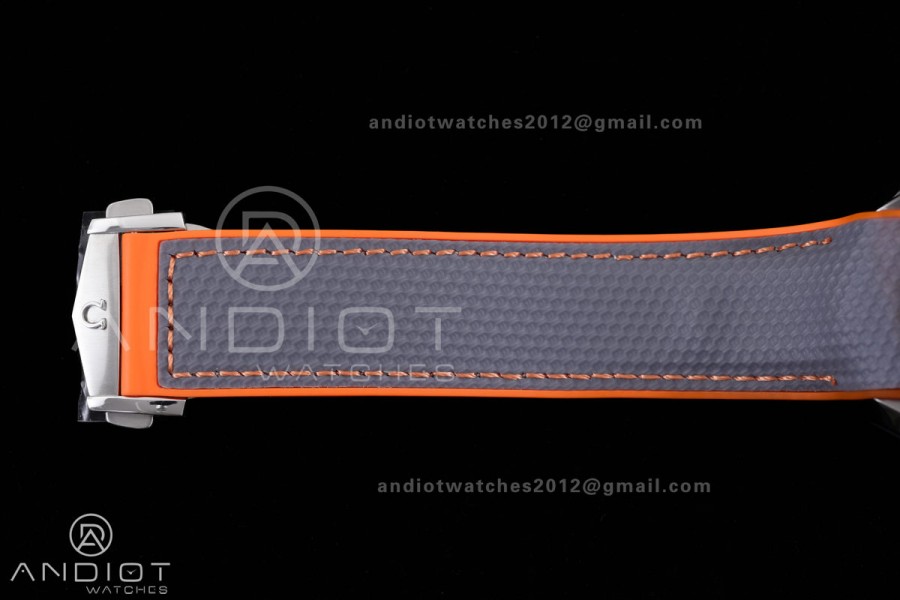 Planet Ocean 600M Chrono SS N1F 1:1 Best Edition Gary Dial 1/4 Orange Bezel on Rubber Strap A9900