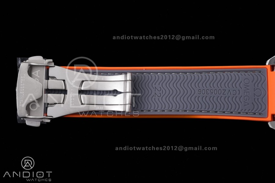 Planet Ocean 600M Chrono SS N1F 1:1 Best Edition Gary Dial 1/4 Orange Bezel on Rubber Strap A9900