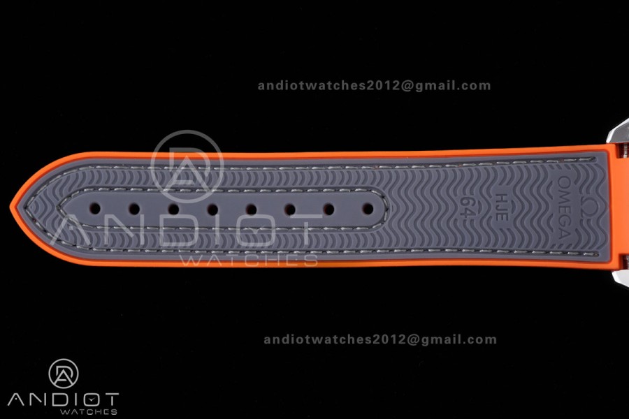 Planet Ocean 600M Chrono SS N1F 1:1 Best Edition Gary Dial 1/4 Orange Bezel on Rubber Strap A9900