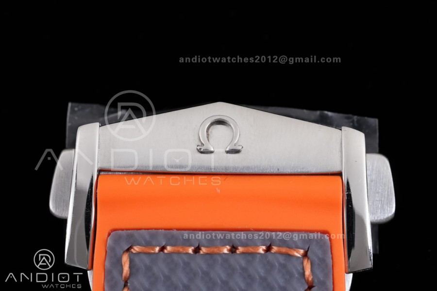 Planet Ocean 600M Chrono SS N1F 1:1 Best Edition Gary Dial 1/4 Orange Bezel on Rubber Strap A9900