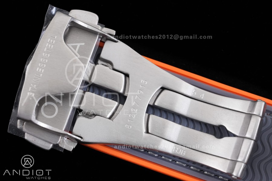 Planet Ocean 600M Chrono SS N1F 1:1 Best Edition Gary Dial 1/4 Orange Bezel on Rubber Strap A9900