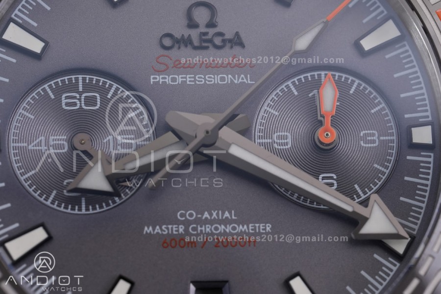 Planet Ocean 600M Chrono SS N1F 1:1 Best Edition Gary Dial 1/4 Orange Bezel on Rubber Strap A9900