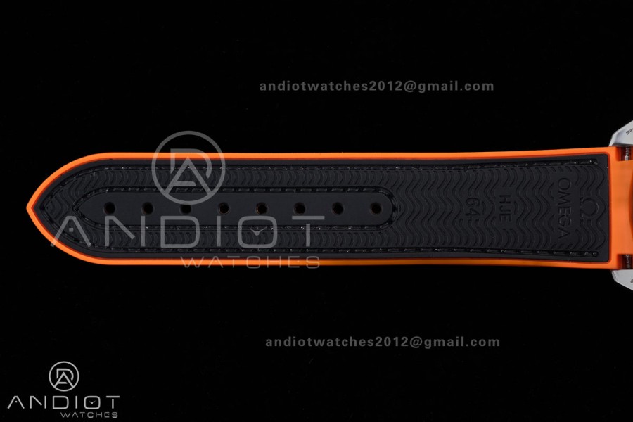 Planet Ocean 600M Chrono SS N1F 1:1 Best Edition Black Dial 1/4 Orange Bezel on Rubber Strap A9900