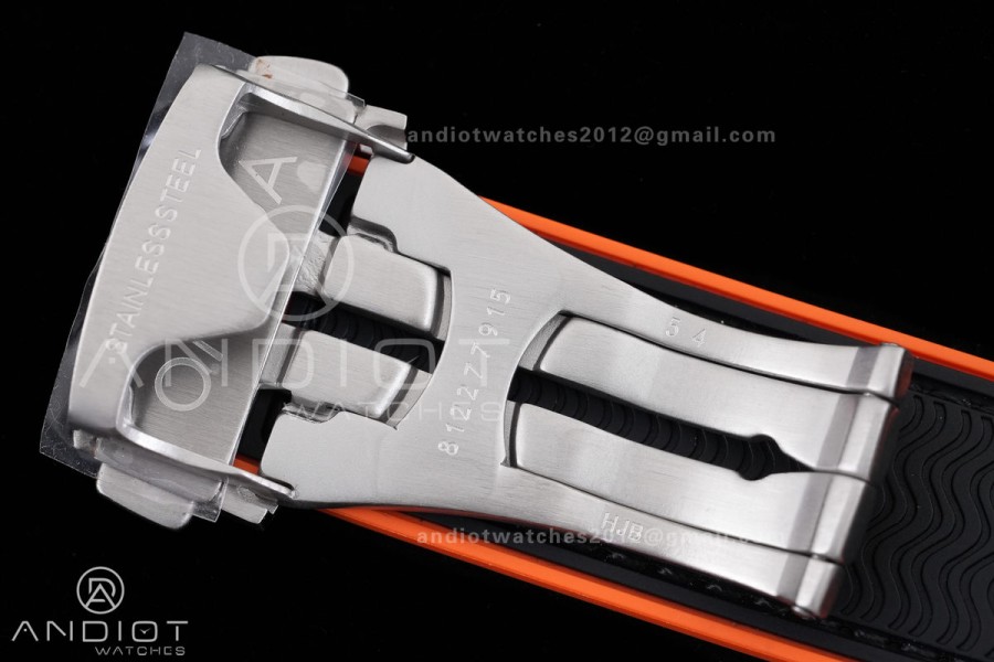 Planet Ocean 600M Chrono SS N1F 1:1 Best Edition Black Dial 1/4 Orange Bezel on Rubber Strap A9900