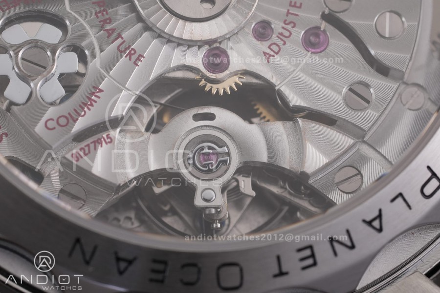 Planet Ocean 600M Chrono SS N1F 1:1 Best Edition Black Dial 1/4 Orange Bezel on Rubber Strap A9900