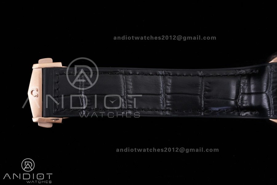 Planet Ocean 600M Chrono RG N1F 1:1 Best Edition Black Dial on Black Rubber Strap A9900