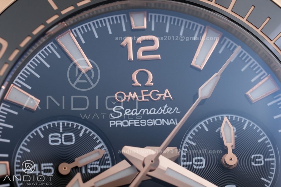 Planet Ocean 600M Chrono RG N1F 1:1 Best Edition Black Dial on Black Rubber Strap A9900