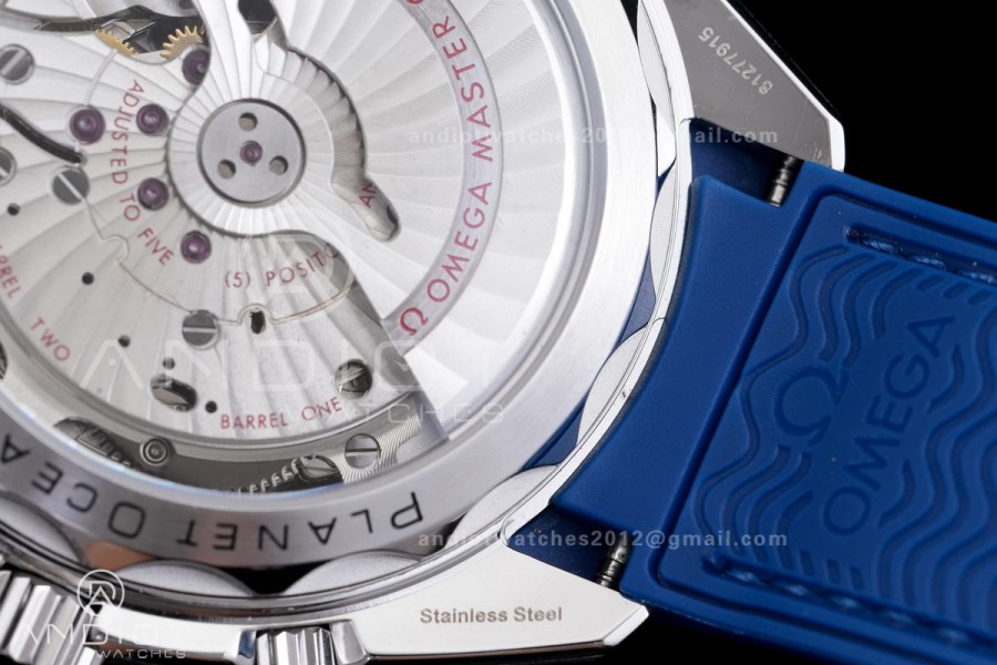 Planet Ocean 600M Chrono SS N1F 1:1 Best Edition Blue Dial on Blue Rubber Strap A9900