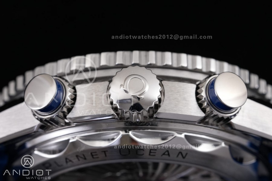 Planet Ocean 600M Chrono SS N1F 1:1 Best Edition Blue Dial on Blue Rubber Strap A9900
