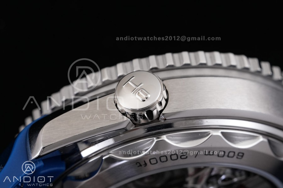 Planet Ocean 600M Chrono SS N1F 1:1 Best Edition Blue Dial on Blue Rubber Strap A9900