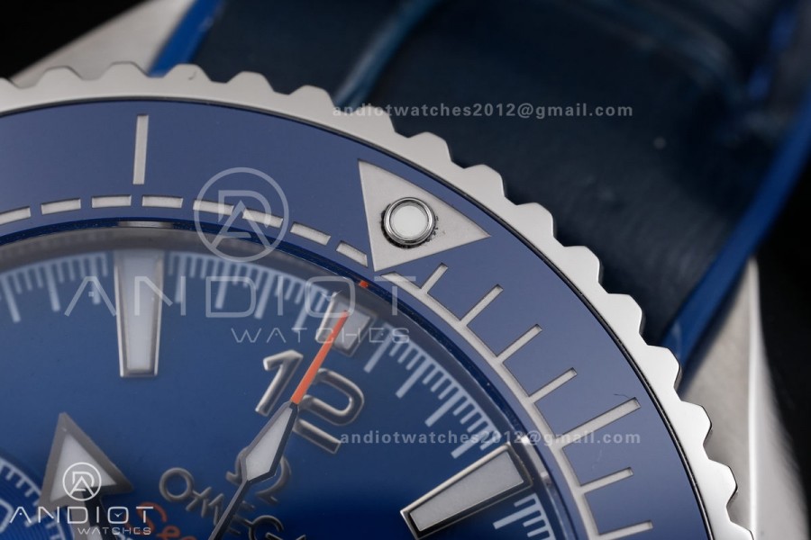 Planet Ocean 600M Chrono SS N1F 1:1 Best Edition Blue Dial on Blue Rubber Strap A9900