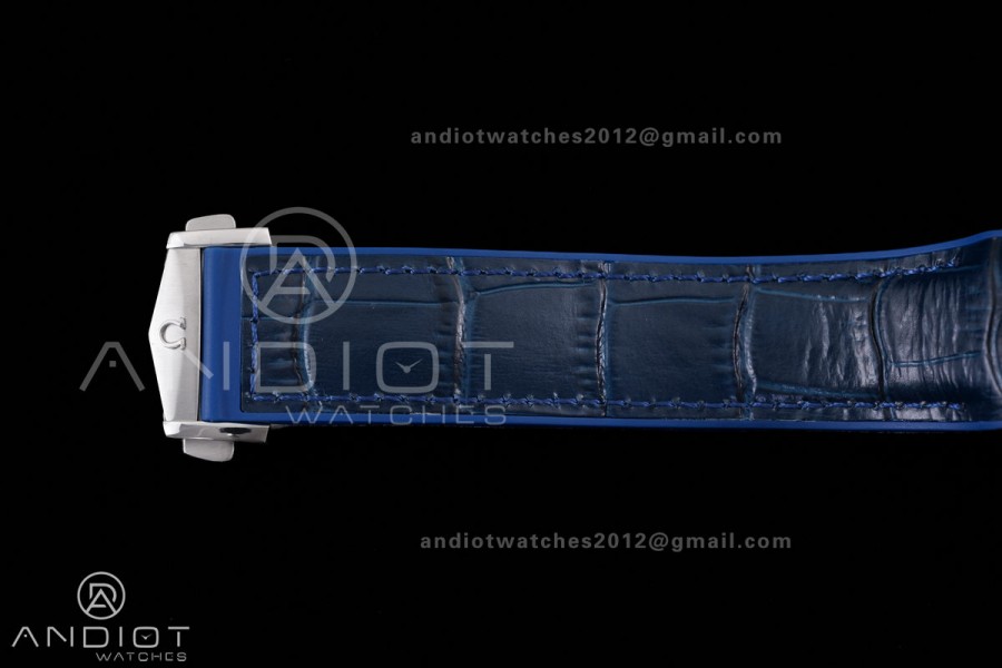 Seamaster 600m Chrono SS/RG N1F 1:1 Best Edition Blue Dial on Blue Rubber Strap A9900