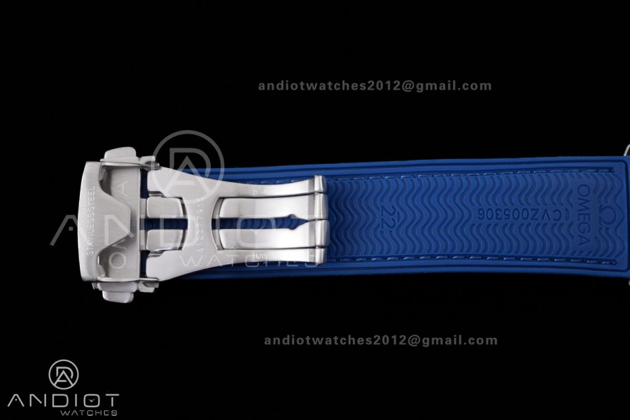 Seamaster 600m Chrono SS/RG N1F 1:1 Best Edition Blue Dial on Blue Rubber Strap A9900