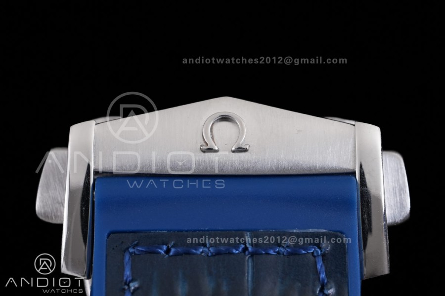 Seamaster 600m Chrono SS/RG N1F 1:1 Best Edition Blue Dial on Blue Rubber Strap A9900