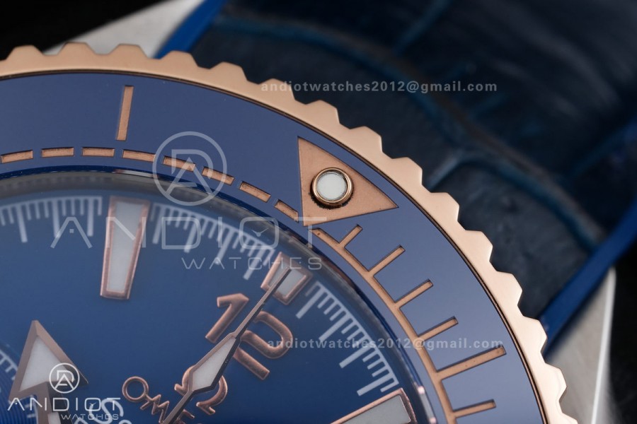 Seamaster 600m Chrono SS/RG N1F 1:1 Best Edition Blue Dial on Blue Rubber Strap A9900