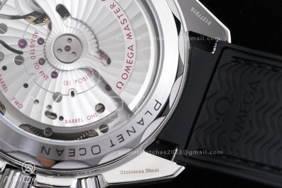 Planet Ocean 600M Chrono SS N1F 1:1 Best Edition Black Dial on Black Rubber Strap A9900