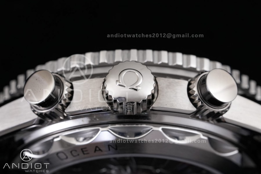 Planet Ocean 600M Chrono SS N1F 1:1 Best Edition Black Dial on Black Rubber Strap A9900