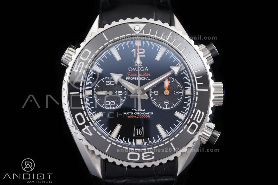 Planet Ocean 600M Chrono SS N1F 1:1 Best Edition Black Dial on Black Rubber Strap A9900